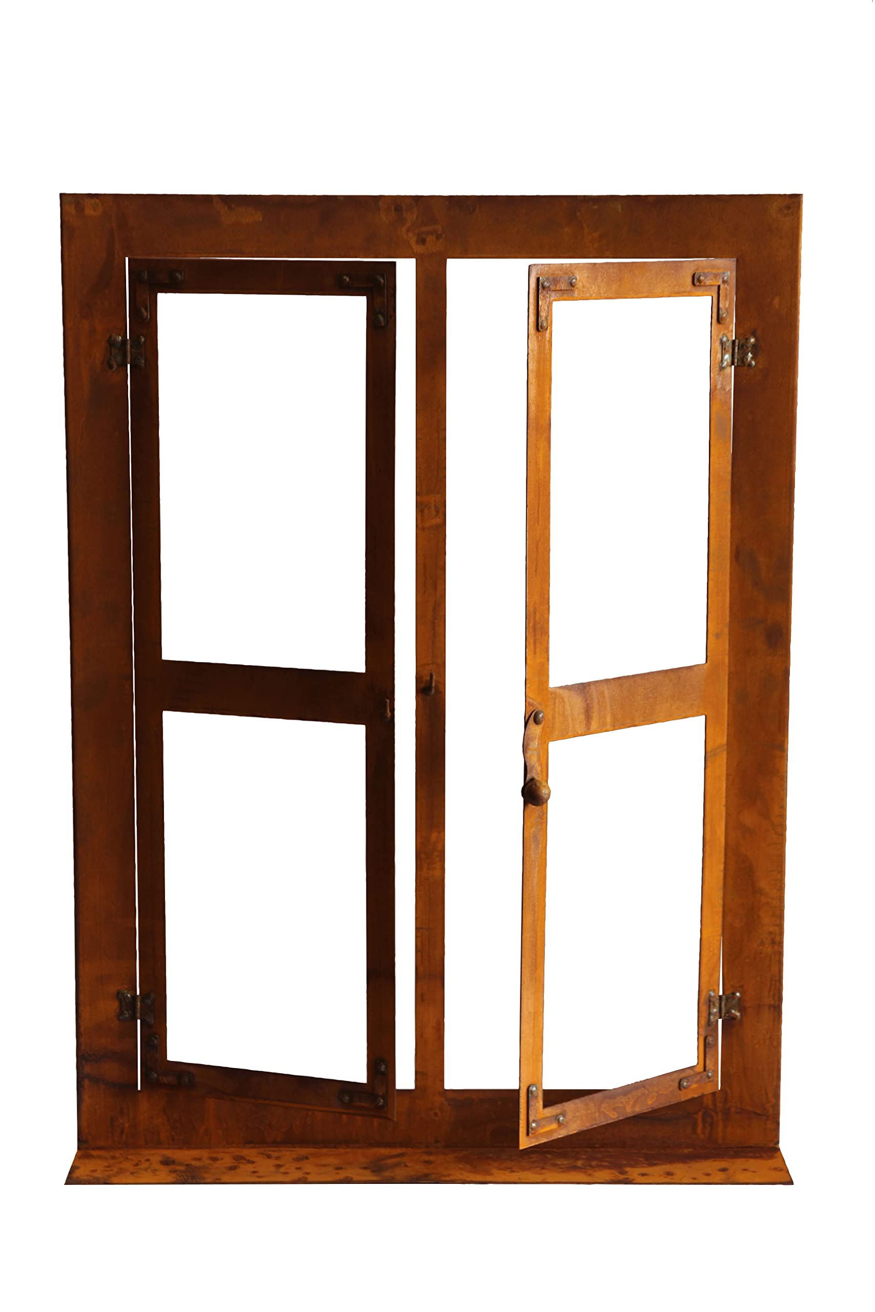 Bornhöft Gartendeko Fenster aus Metall im Rost-Design, 78cm x 59cm, Deko-Fenster Fensterrahmen Edelrost rostige Gartendekartion Eisen