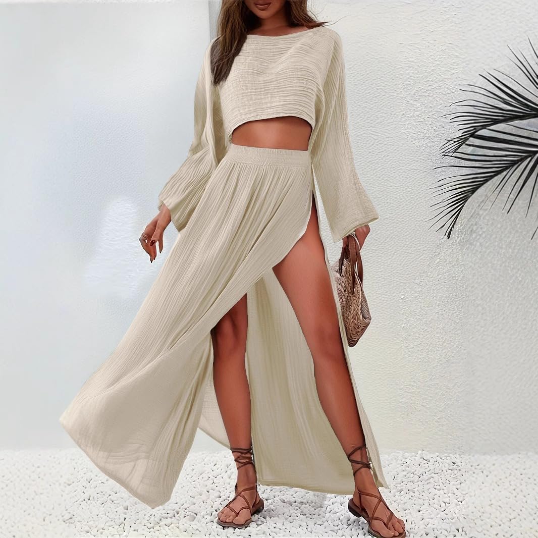 Women Linen Blouse Pants Set Casual Loose Fit Everyday Wear