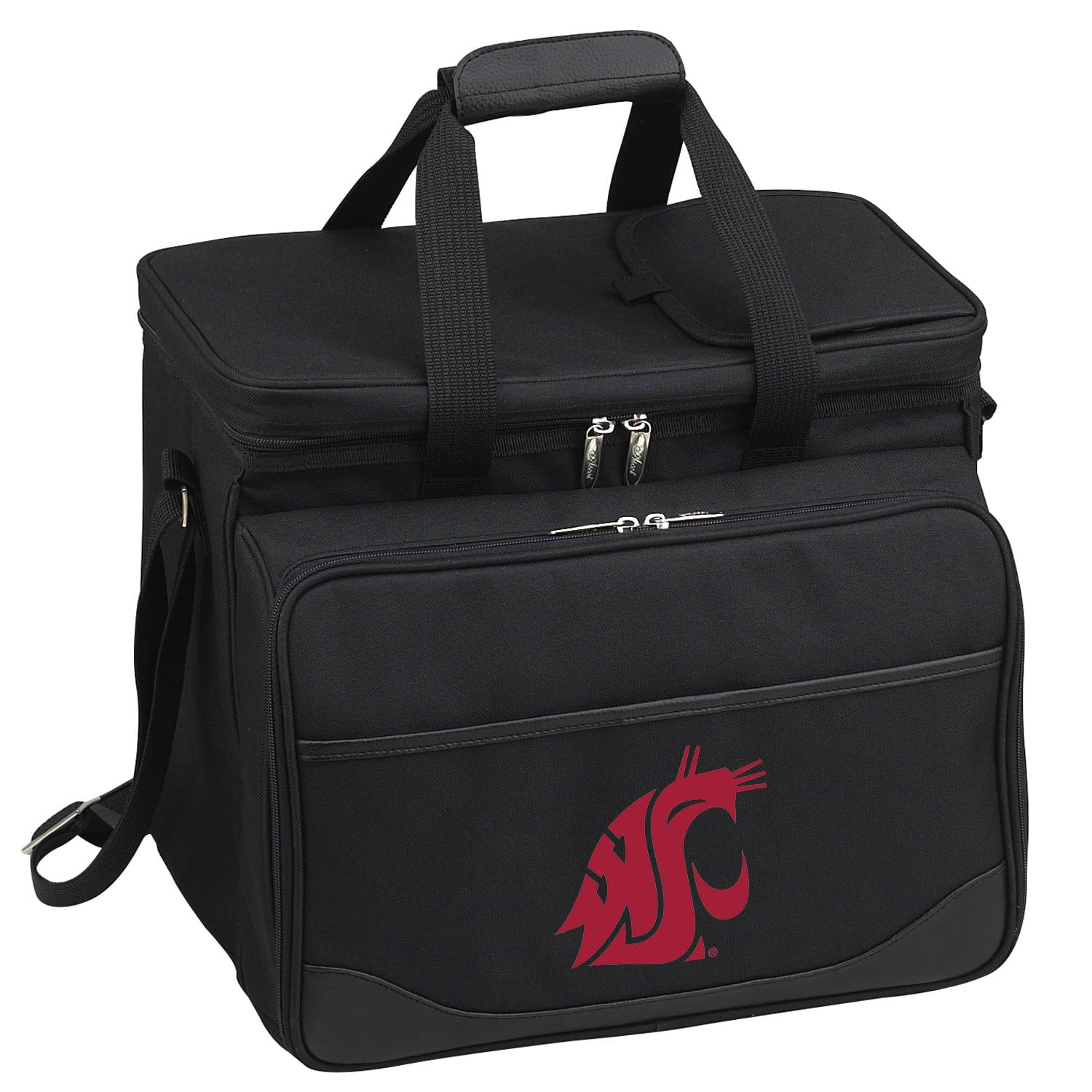 Washington State Licensed Cougars Insulated Equipped Picnic Cooler for 4 - Designed and Assembled in California
