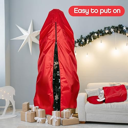 Miniatura 5 de Bolsa vertical de almacenamiento para árbol de Navidad, cubierta impermeable para árbol de Navidad, bolsa de almacenamiento de luz con 3 envolturas