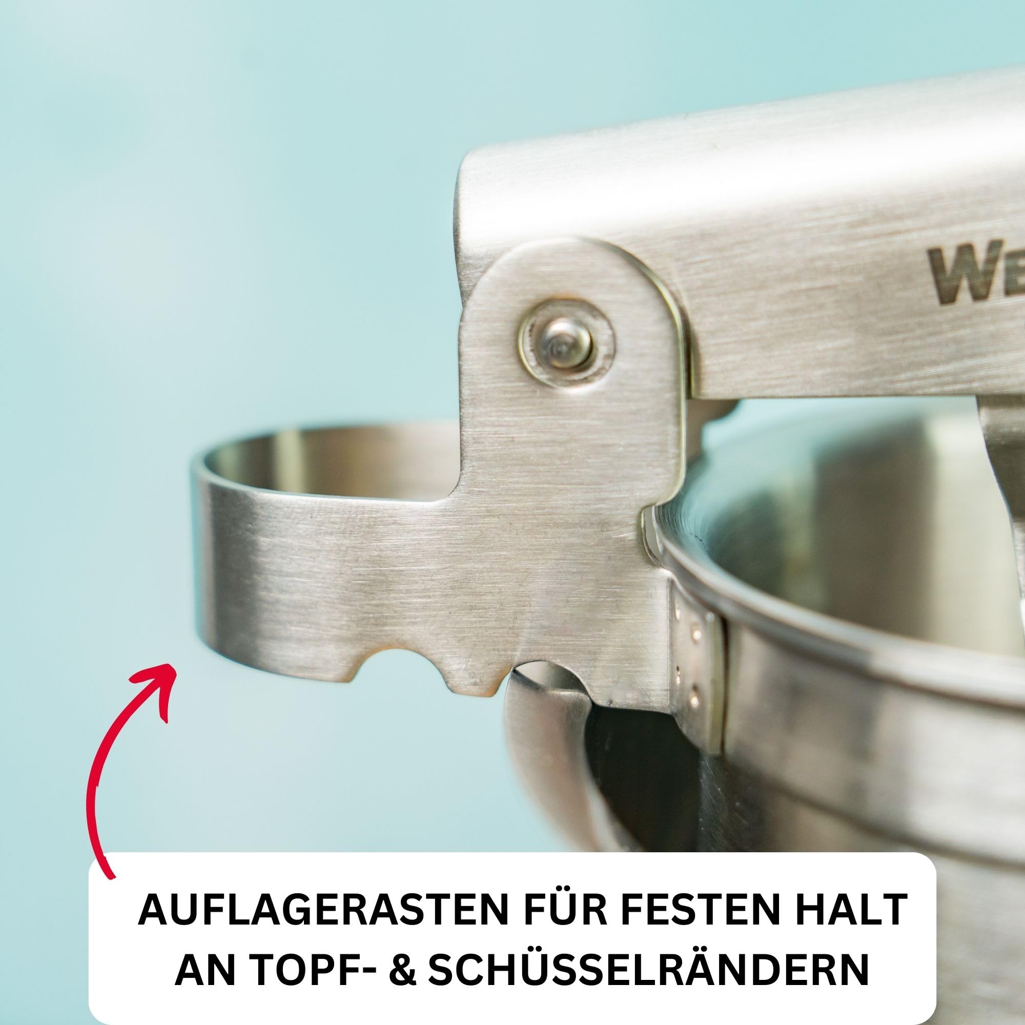 Westmark Kartoffel-/Spätzlepresse, Mit 4 austauschbaren Lochscheiben, Rostfreier Edelstahl, Quadro, Silber, 61172260 35 x 9 x 16.5 cm