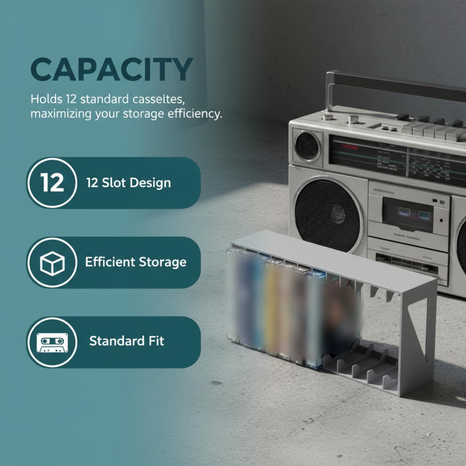 Genérico Soporte para cassette, caja de cassette con cierre magnético, gran organizador para hasta 12 cartuchos estándar, resistente al agua (colocación vertical) — view 6