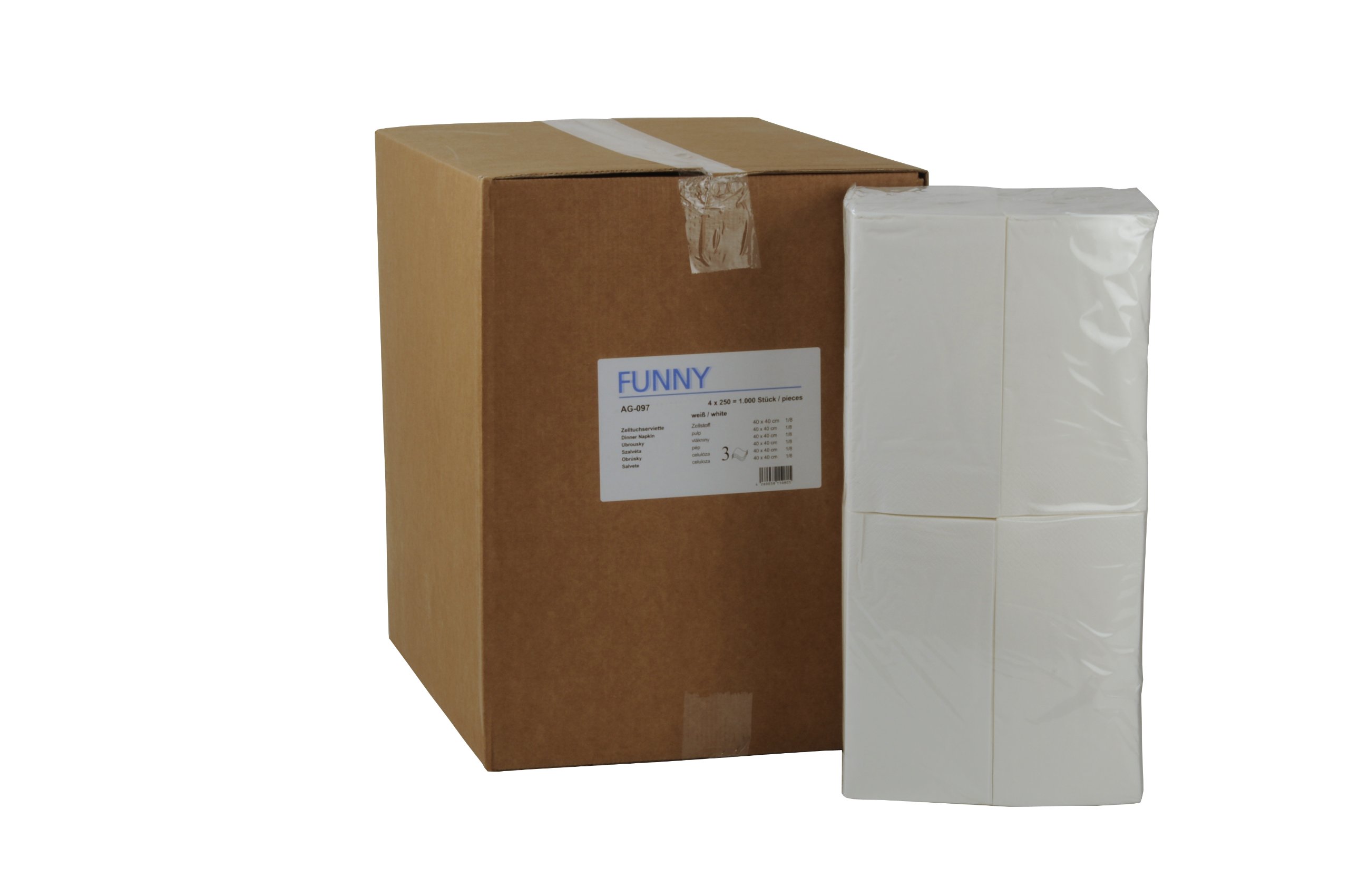 Lot de 4 packs de 250 serviettes de table double épaisseur Pliage 8 Blanc 40 x 40 cm