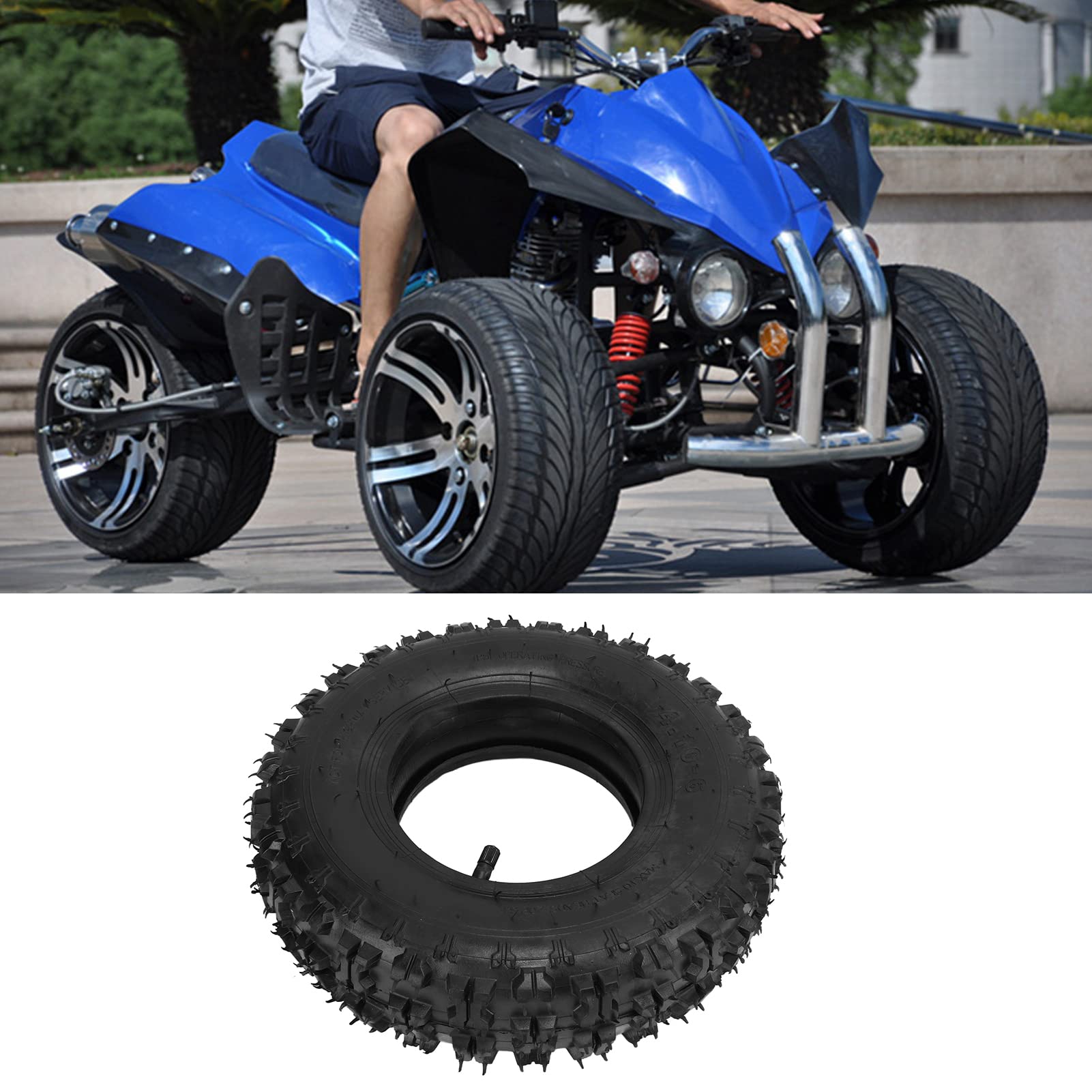 Yosoo Health Gear Pneu 4.10-6 avec Chambre à Air, Caoutchouc Butyle épais pour ATV Go Kart Mini Quad 49cc Moto Neige Tondeuse à Gazon Brouette