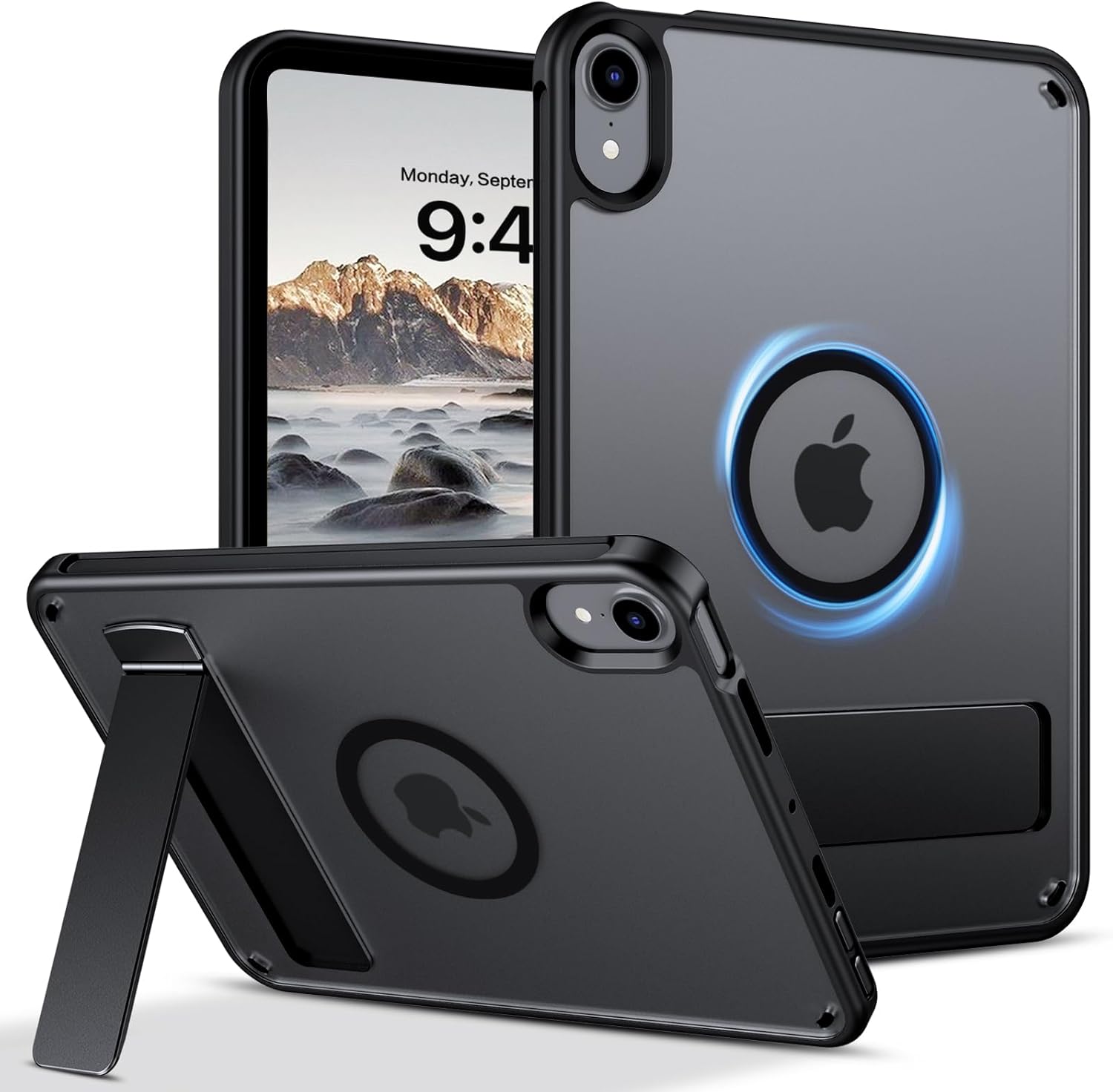 Telaso for iPad mini 7 A17 Pro 2024/iPad Mini 6 2021 Case, iPad mini 7th/6th Gen Magnetic Case with Invisible Portrait/Landscape Stand Translucent Matte Back Soft TPU Bumper Protective Cover, Black