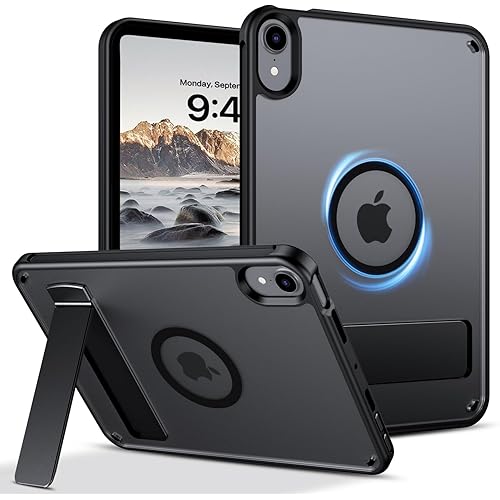 Telaso for iPad mini 7 A17 Pro 2024/iPad Mini 6 2021 Case, iPad mini 7th/6th Gen Magnetic Case with Invisible Portrait/Landscape Stand Translucent Matte Back Soft TPU Bumper Protective Cover, Black