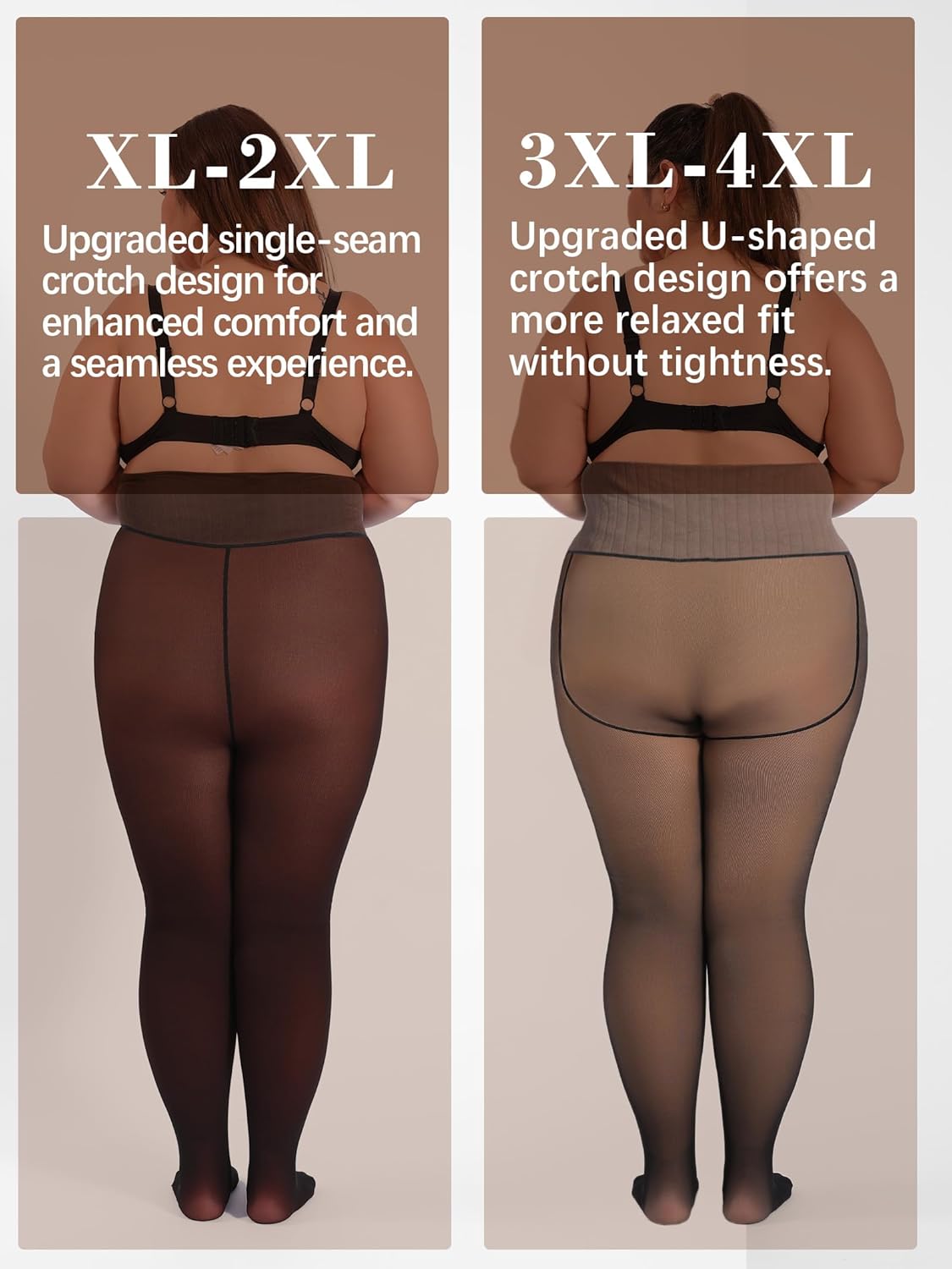 HONENNA High Waist Plus Size Fleece Lined Tights, winter thermal illusion translucent Tights for Women, medias térmicas mujer - Image 3