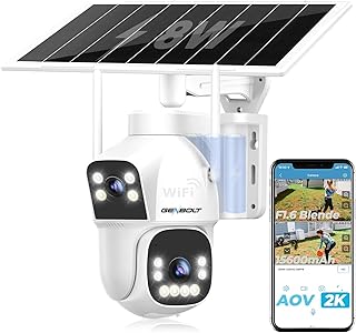 GENBOLT 2.5K AOV Solar Überwachungskamera Aussen WLAN Kabellose, 7/24-Aufzeichnung 3MP+3MP IP Kamera Überwachung Aussen KI-Erkennung,8W 15600mAh WiFi Batteriebetriebene Sicherheitskamera CCTV 2.4&5GHz