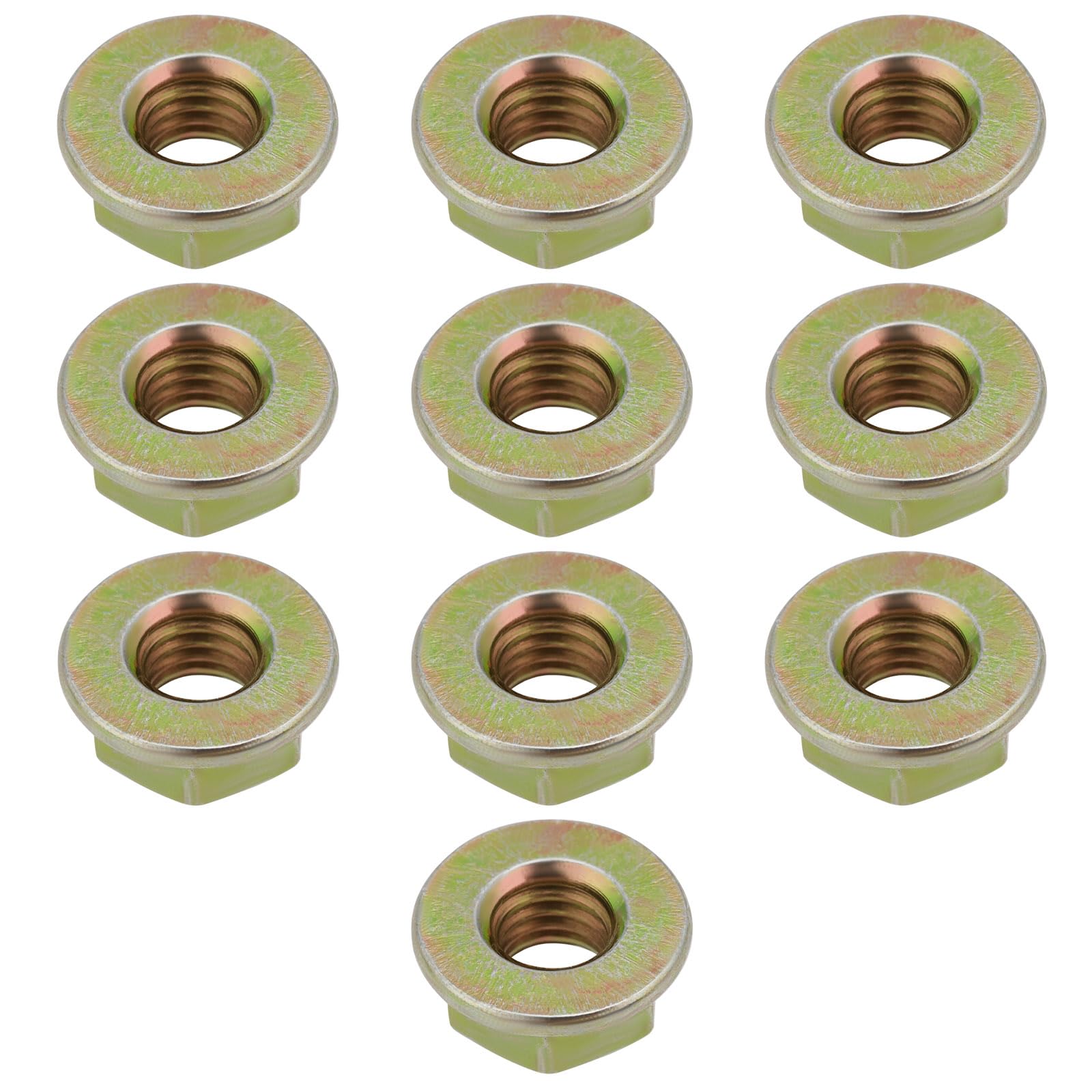 SG Store 100pcs M6 X 1 Thread Metric 8 Grade H.T Yellow Zinc Plated Flange Nuts DIN6923
