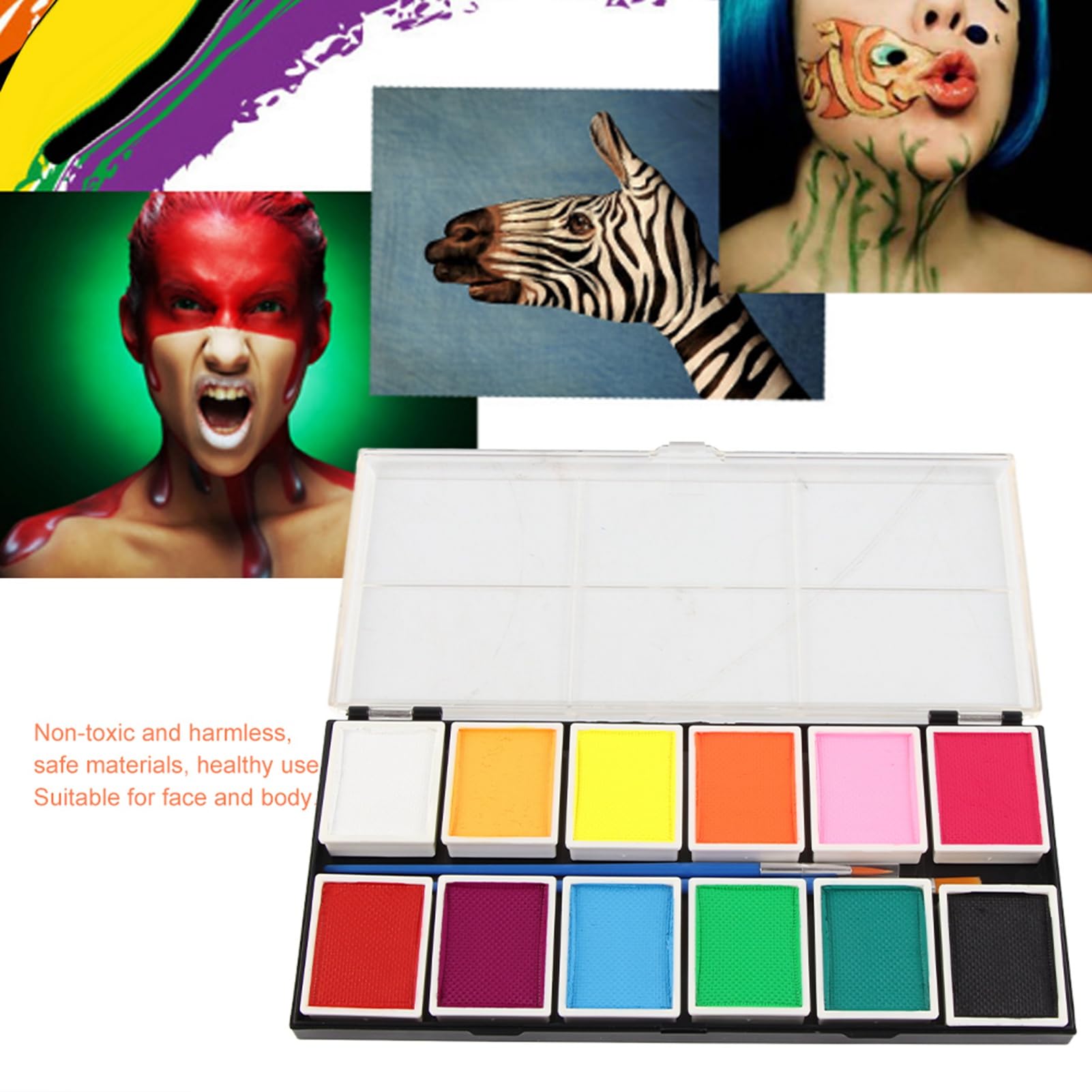 Trucco di Halloween a base d'acqua di pittura per il corpo in 12 colori