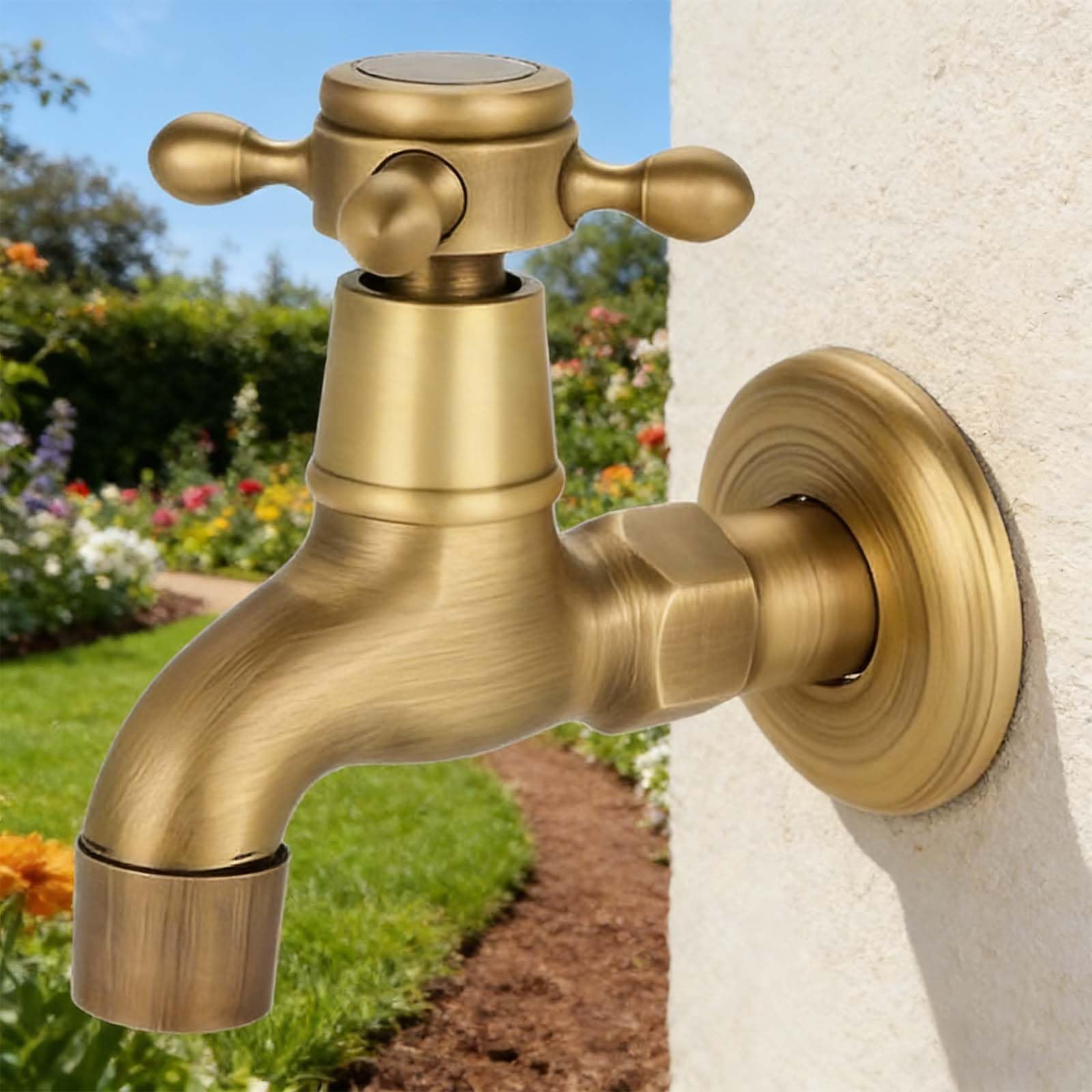GrifodeLatón Macizo Vintage,Grifodelatónmontado en la pared,Grifodelatón macizo G1/2,grifo jardin laton,grifo jardin rustico,Vintage Grifo de la lavadora con rollo de cinta de sellado