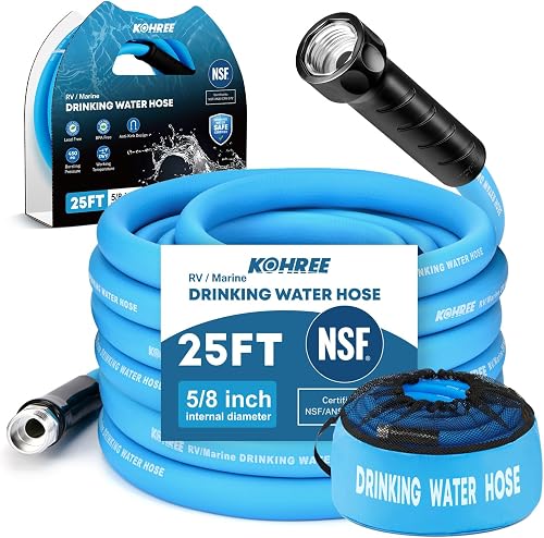 Kohree NSF 372 Certified 25-ft Drinking Water Hose, 5/8'' RV Water Hose
