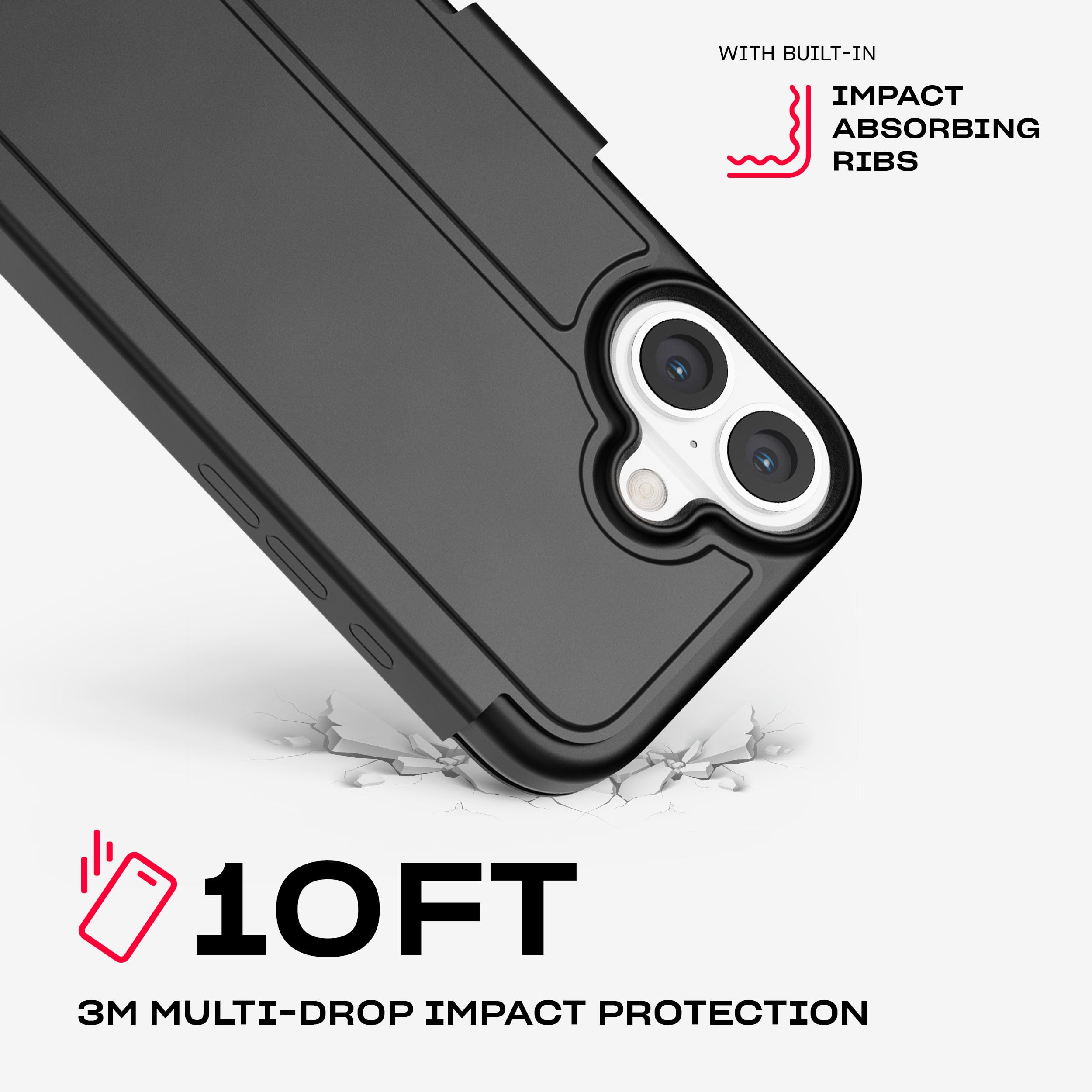 Tech21 EvoLite Wallet Case For IPhone 16 Pro Max | 3 Card Slot With 8ft Drop Protection - Black