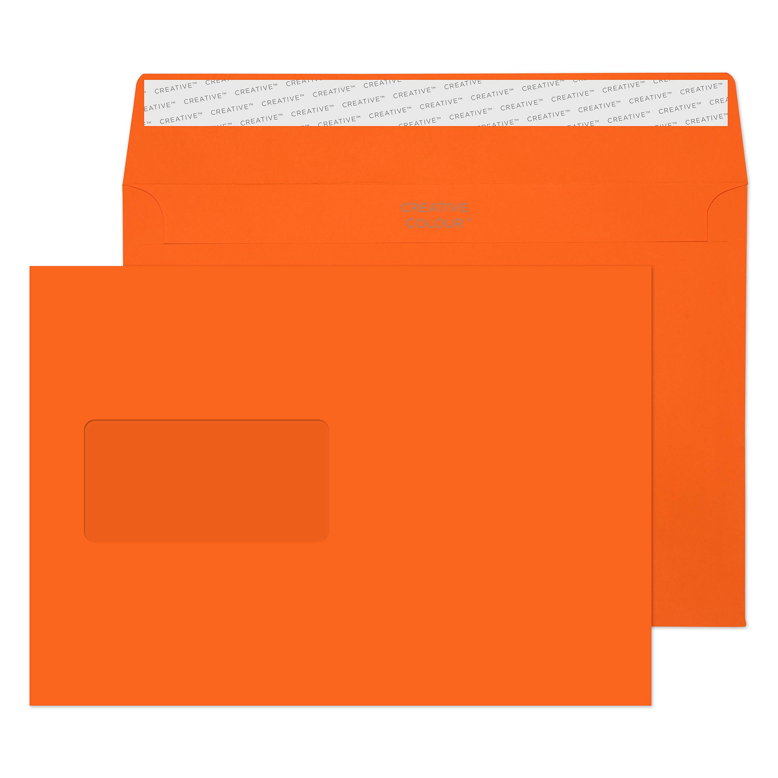 Blake Creative Colour C5 162 x 229 mm 120 gsm Peel & Seal Window Wallet Envelopes (305W) Pumpkin Orange - Pack of 500