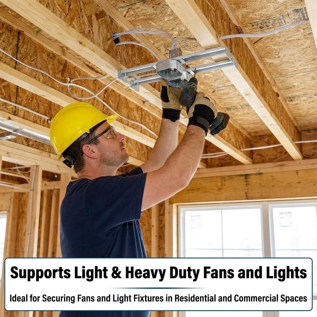 14.7 Inch Adjustable Ceiling Fan Bracket Celling Mounting Bracket | Minimizes fan wobbling to provide secure, rock-solid support for heavy fans and light boxes, easy DIY light box mounting