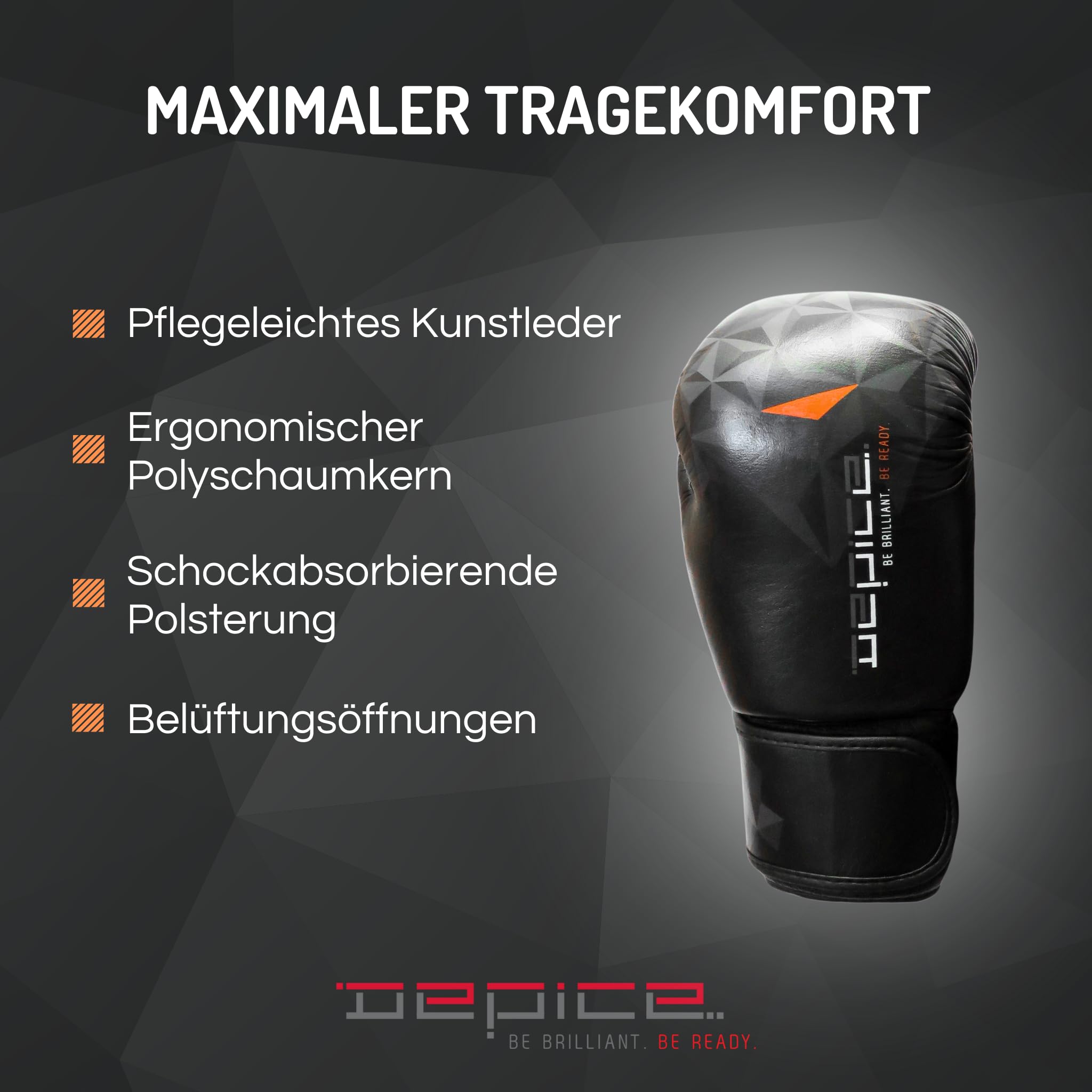 DEPICE Boxhandschuhe Highline Trainingsgerät, schwarz, 12 oz