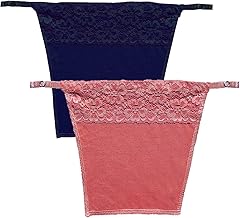 Camisole for Women Cotton Clip-On Mock Lace Cami Top – Cleavage Cover for Deep Neckline – Secret Cover-Up Insert Panel – Comfortable Innerwear (Navy-Pink)