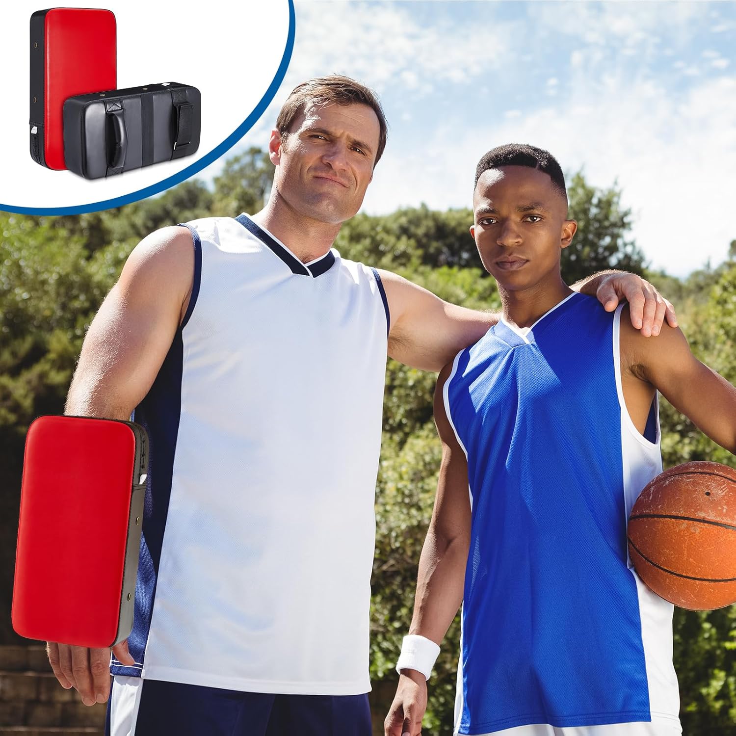 2 Pcs Contact Training Pad Basketball Pads for Training Blocking Pad Cushion PU Leather with Handles for Football Hockey Karate Kickboxing