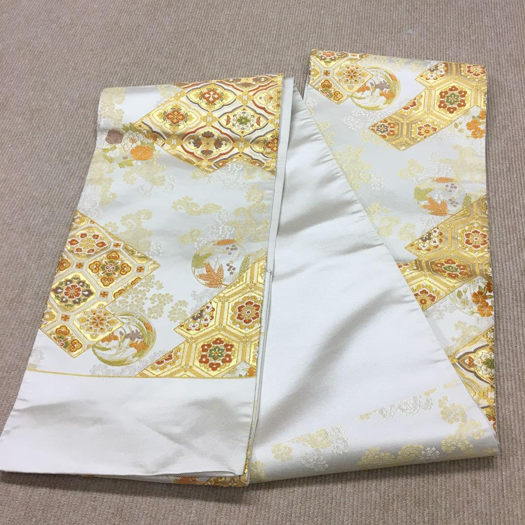 新品 逸品 西陣織 高級袋帯 梅垣織物 裂取有職花丸文 着物 訪問着 豪華