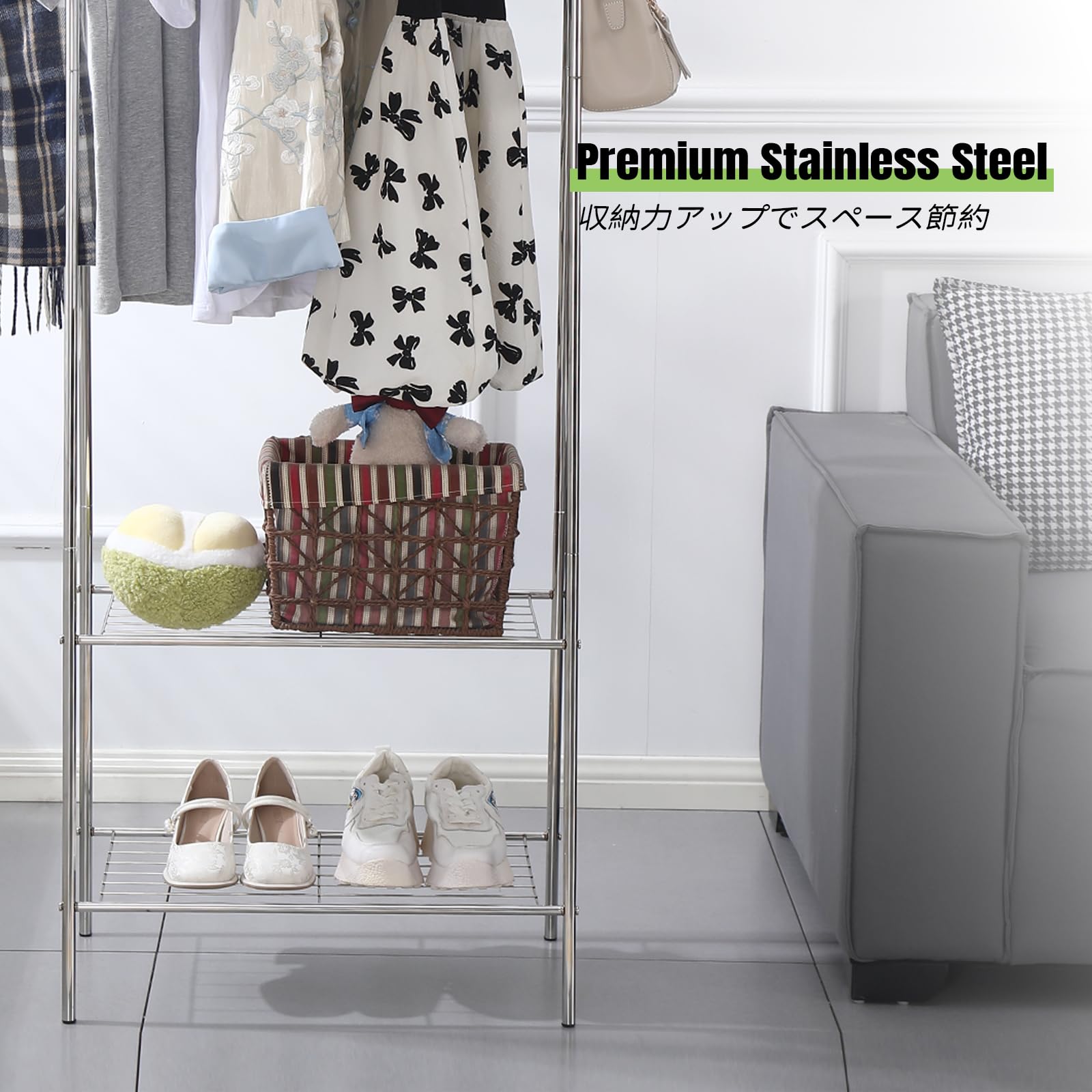 Amazon｜TAO ONE ハンガーラック 洋服掛け 幅59×奥行34×高さ167cm 2段