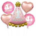 Rozi Decoration First Birthday Decoration for Baby Girl Set of 5 Pcs | Happy Birthday Decoration Kit for 1 Year Girl | 1st Birthday Foil Balloon for Baby Girl | Princess Theme Birthday Decor gallery image
