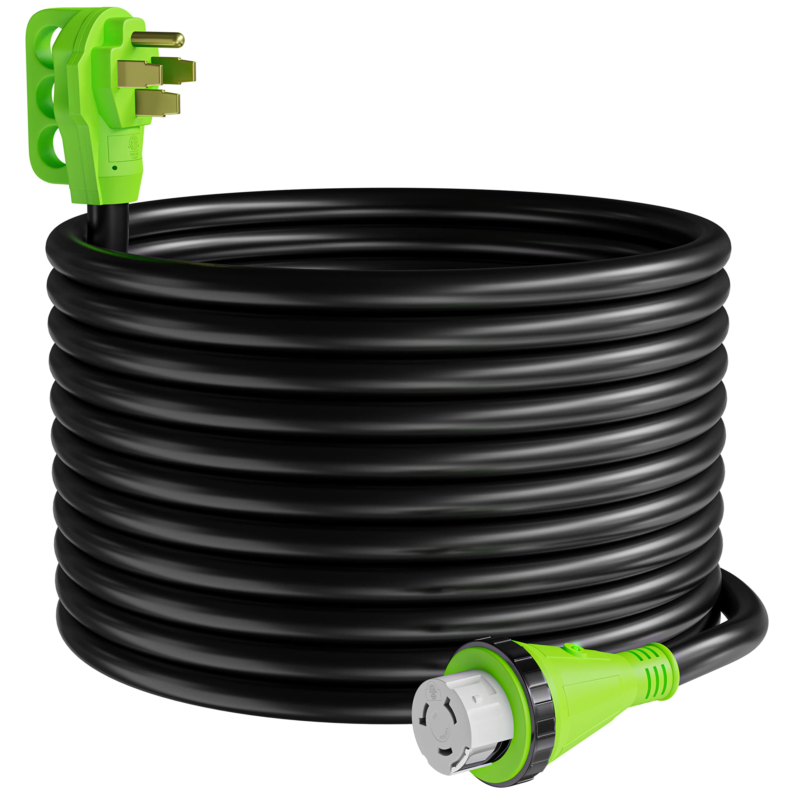 Leisure Cords 50' Power/Extension Cord with 50 AMP Male Standard / 50 AMP Female Locking Adapter (50 Amp - 50 Foot)