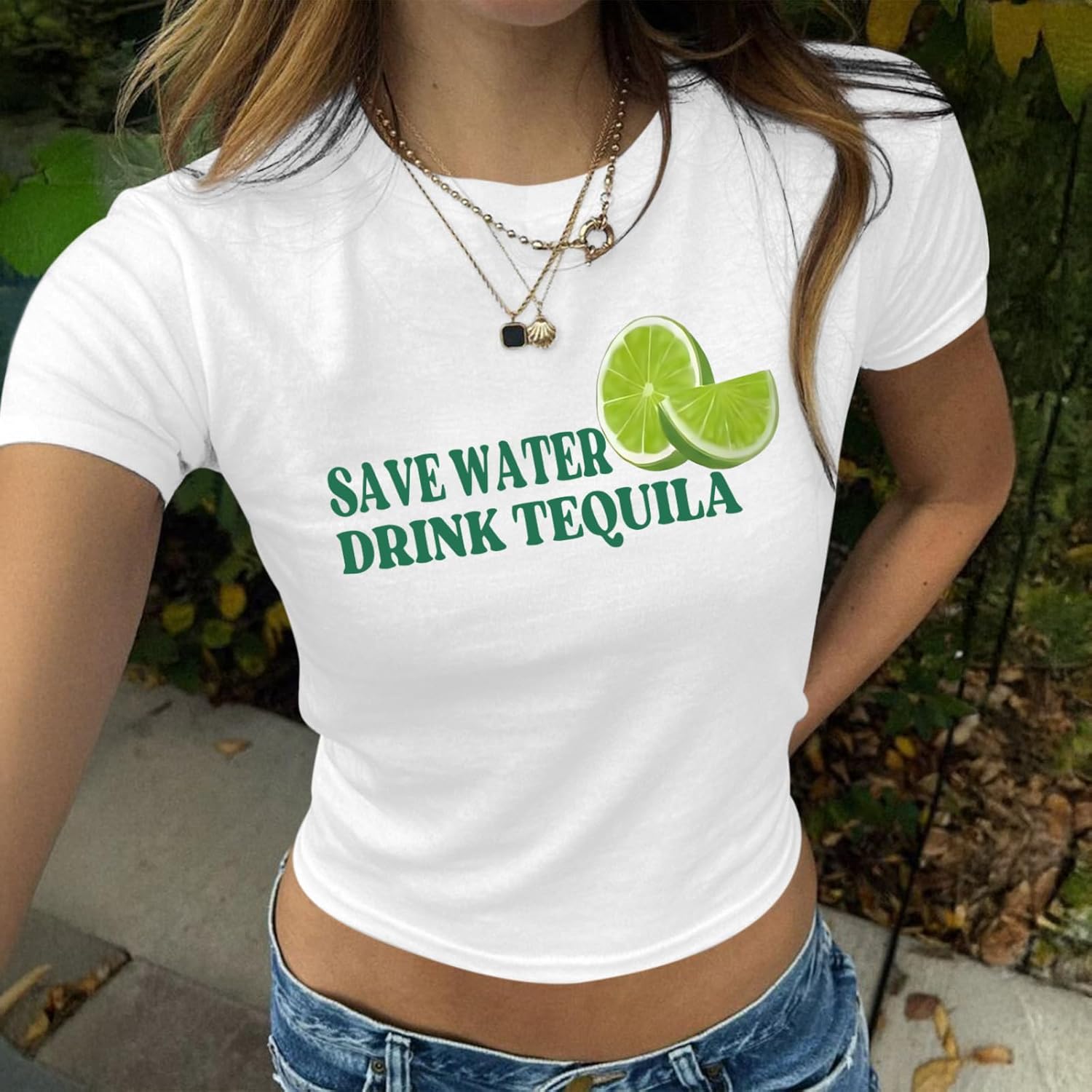 Graphic Baby Tees for Women Y2k Save Water Drink Tequila Shirt Vintage 90s Aesthetic Grunge Funny Drinking Crop Tops - Image 4