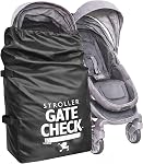 J.L. Childress Gate Check Bag for Single & Double Strollers - Stroller Bag for Airplane - Large Stroller Travel Bag for Airplane - Air Travel Stroller Bag - Black