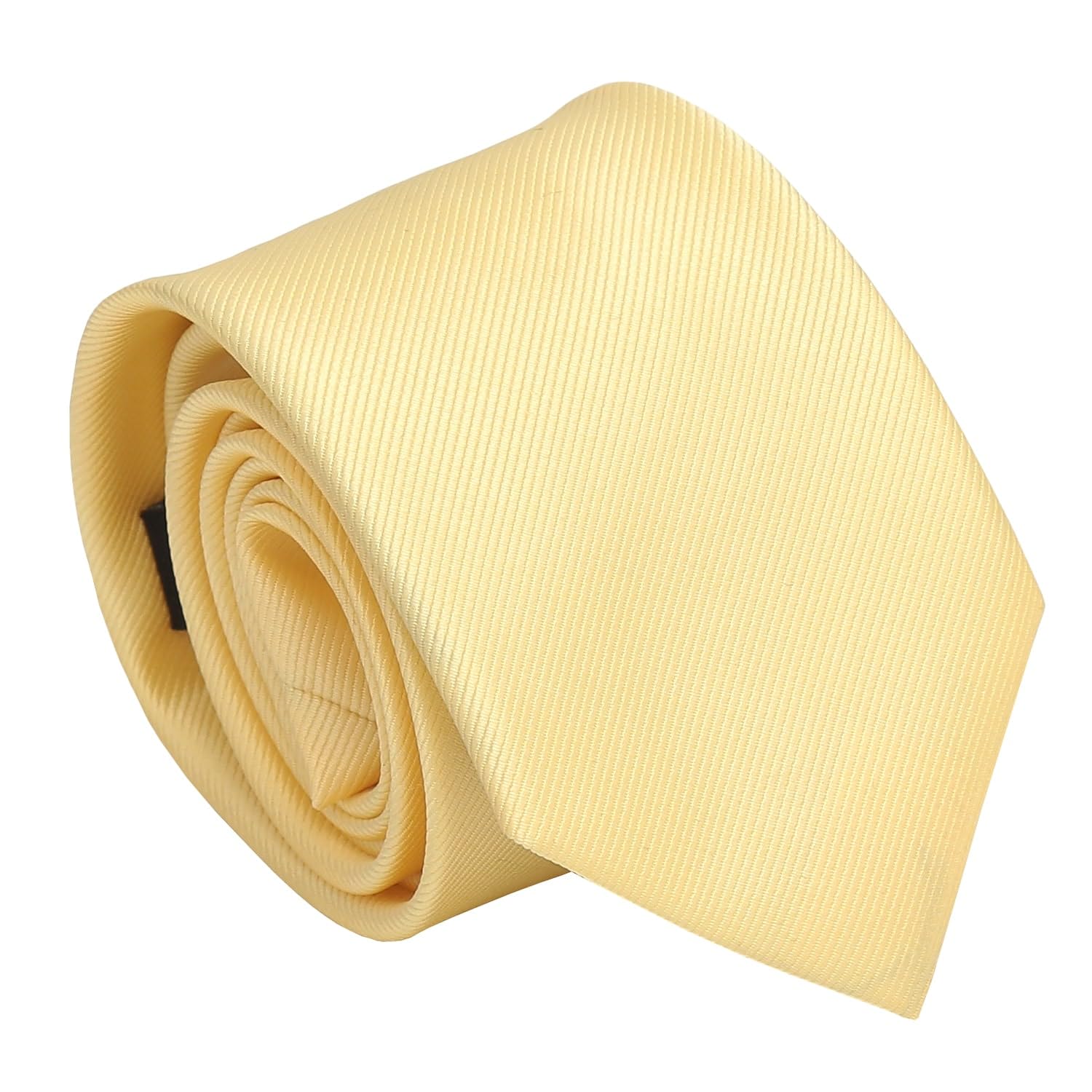 DQT Boys Plain Twill Tie – Classic Wedding & Formal Necktie - Daffodil Yellow