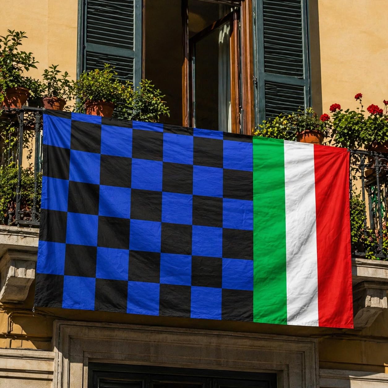 Bandiera Stadio 100x150 Gigante 140x200 cm Nero ed Azzurro Tricolore Bandiere Nero ed azzurre PS 03651