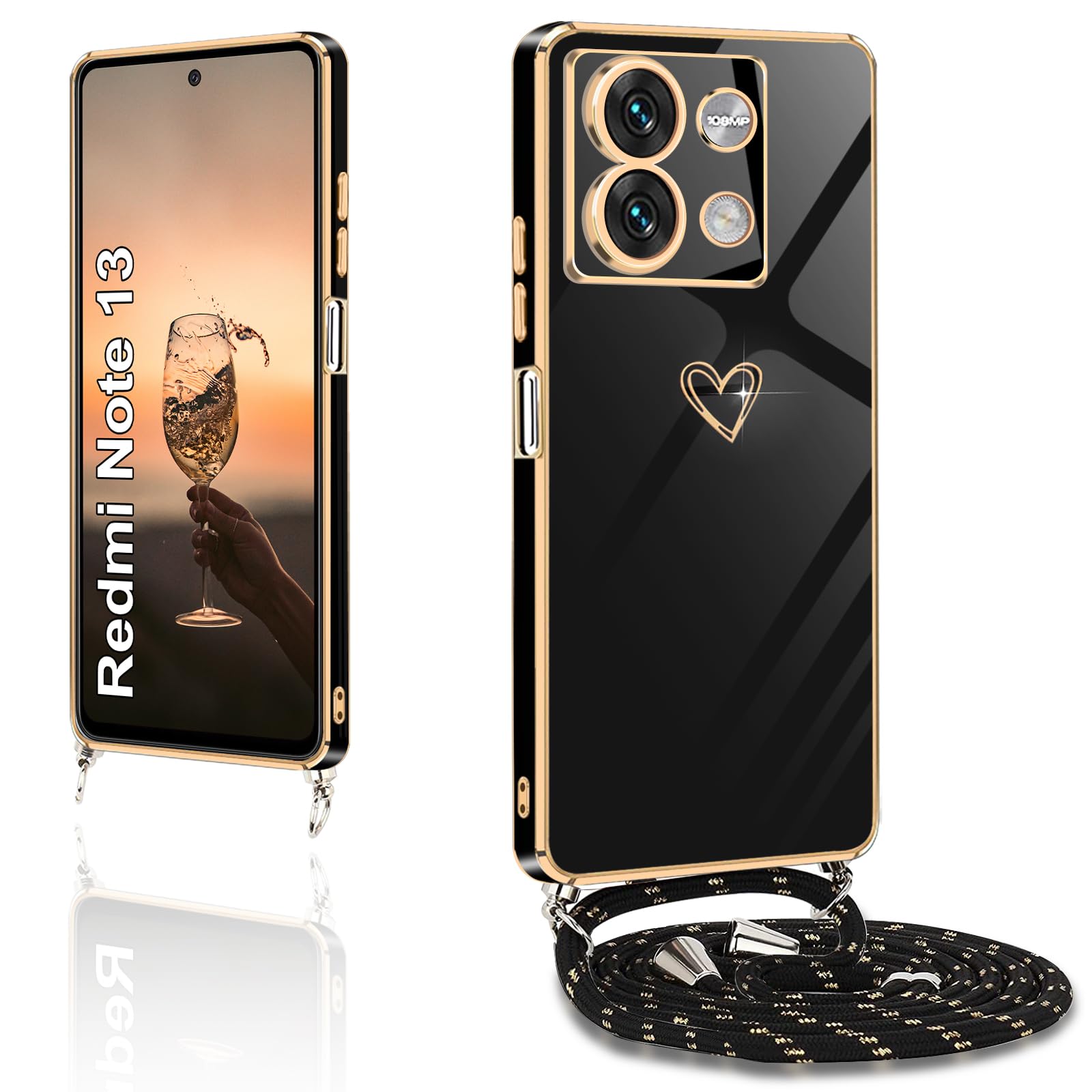 Handyhülle Mit Kette Für Xiaomi Redmi Note 12 Pro 5G – Leopardenmuster, TPU, Mit Umhängeband