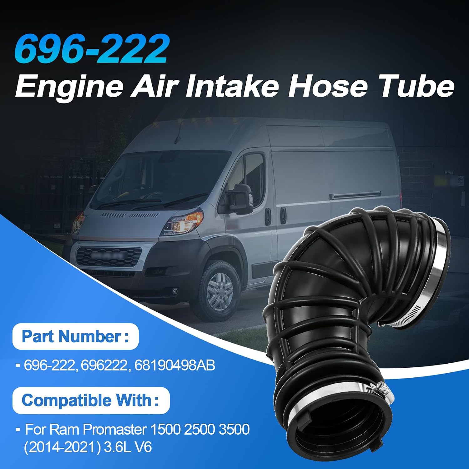 696-222 Engine Air Intake Hose Tube Compatible with Ram Promaster