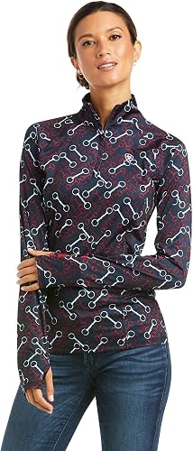 ARIAT Lowell 2.0 1/4 Zip Baselayer para Mujer, Impresión del Equipo, XL