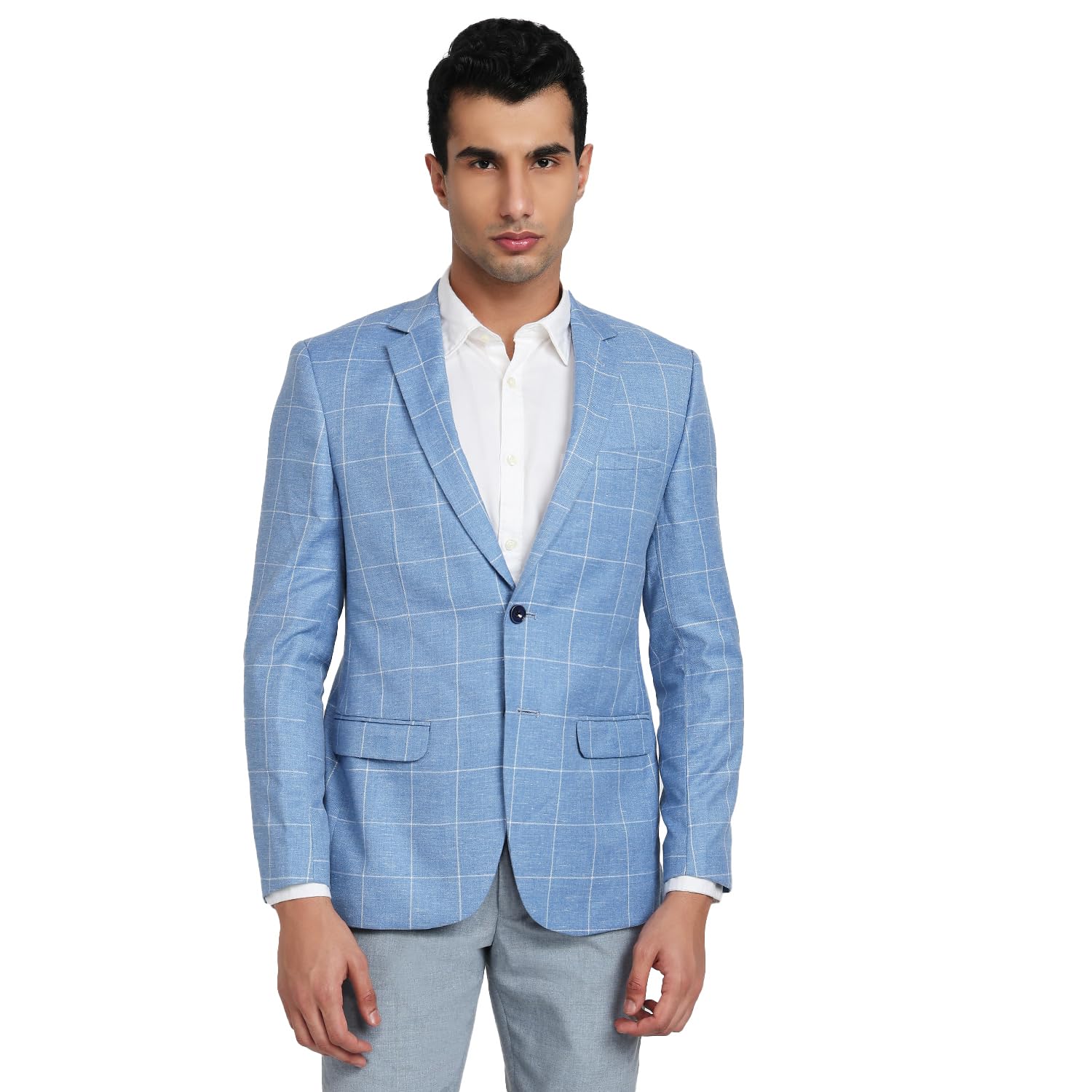 park avenue Super Slim Fit Dark Blue Blazer for Men-picture-14