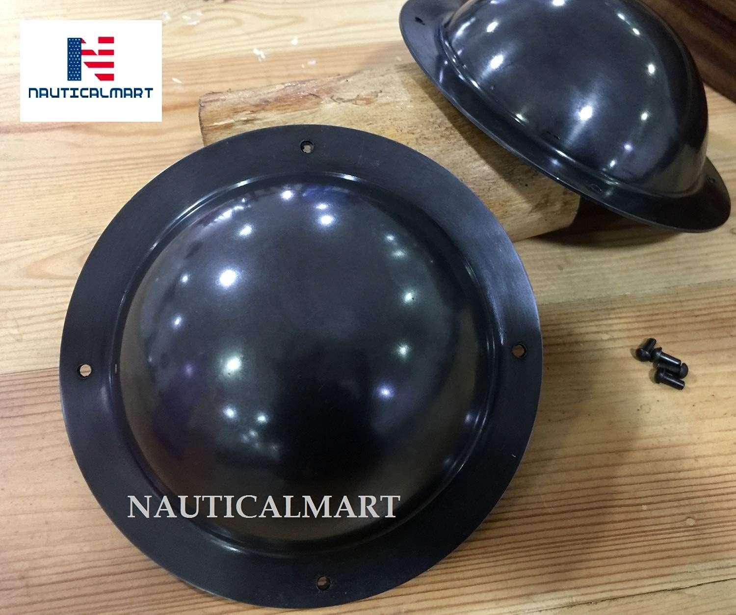 NauticalMart Medieval Shield Boss Blackend Finish Hand Forged 18 Guage