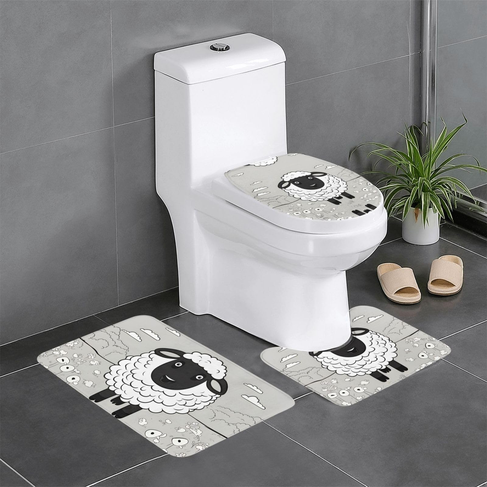 Tapis de salle de bain antidérapants lot de 3 pour éviter les glissades sur carrelage de WC