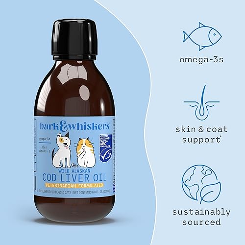 Miniatura 4 de Dr. Mercola Bark & Whiskers Aceite de hígado de bacalao salvaje de Alaska para perros y gatos, omega-3, vitamina E, piel y pelaje, salud de las