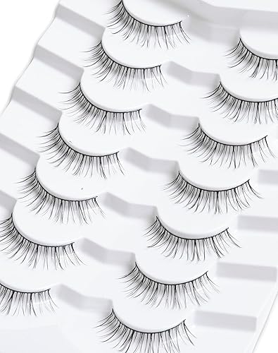 Miniatura 5 de Onlyall Pestañas naturales, pestañas postizas de aspecto natural, pestañas postizas acampanadas, pestañas postizas suaves y esponjosas, 7 pares, D14