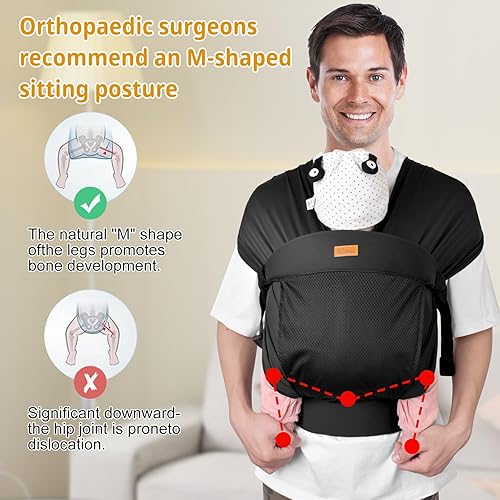 Miniatura 5 de CUBY Portabebés de malla para recién nacido, ligero, transpirable, frontal, fácil de ajustar, de secado rápido, para recién nacidos, regalo de