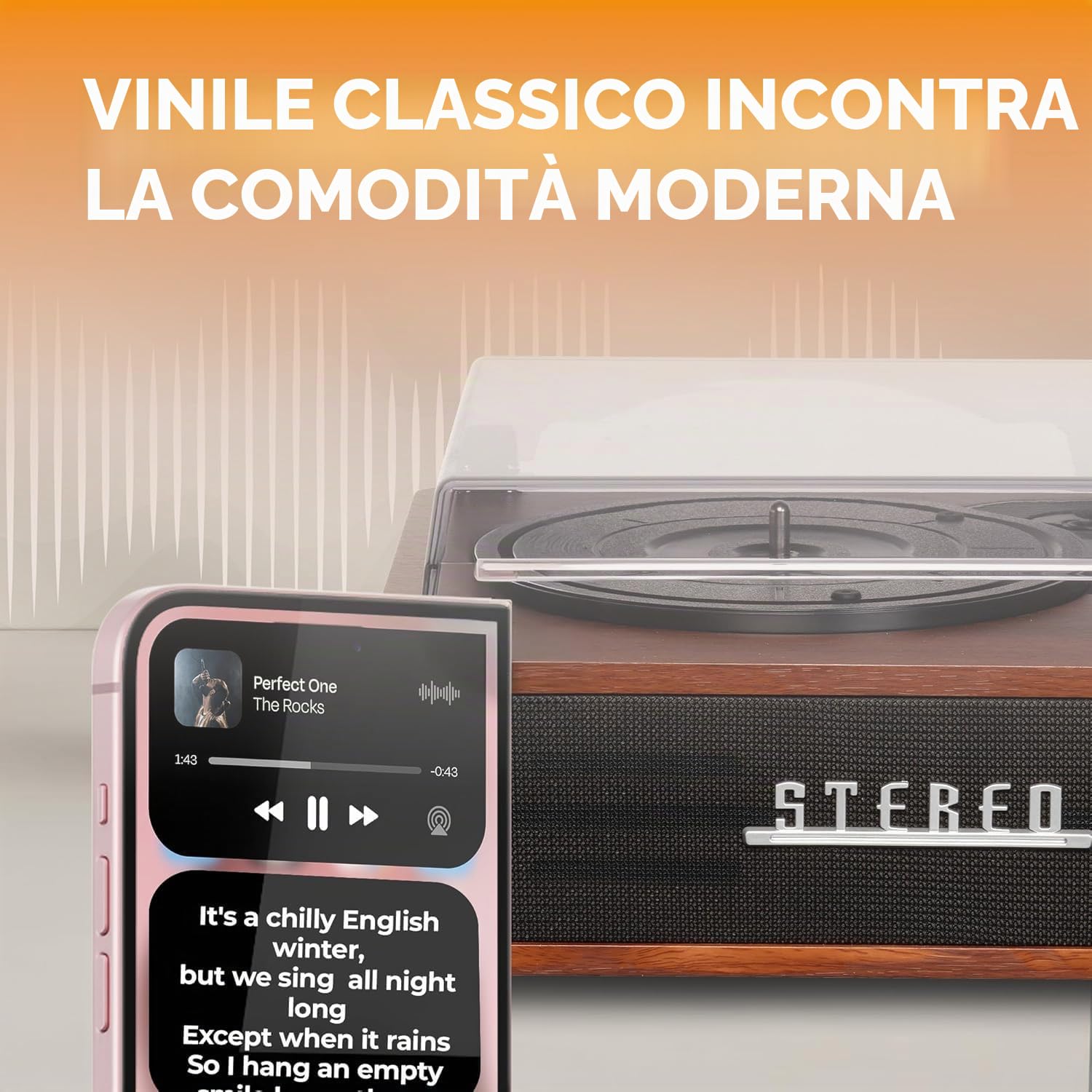 Giradischi retrò con Bluetooth e altoparlanti integrati - Denver VPB‑262 Multi-Speed Turntable Music System (33 ⅓ / 45 / 78 RPM) con Line‑Out & Auto‑Stop