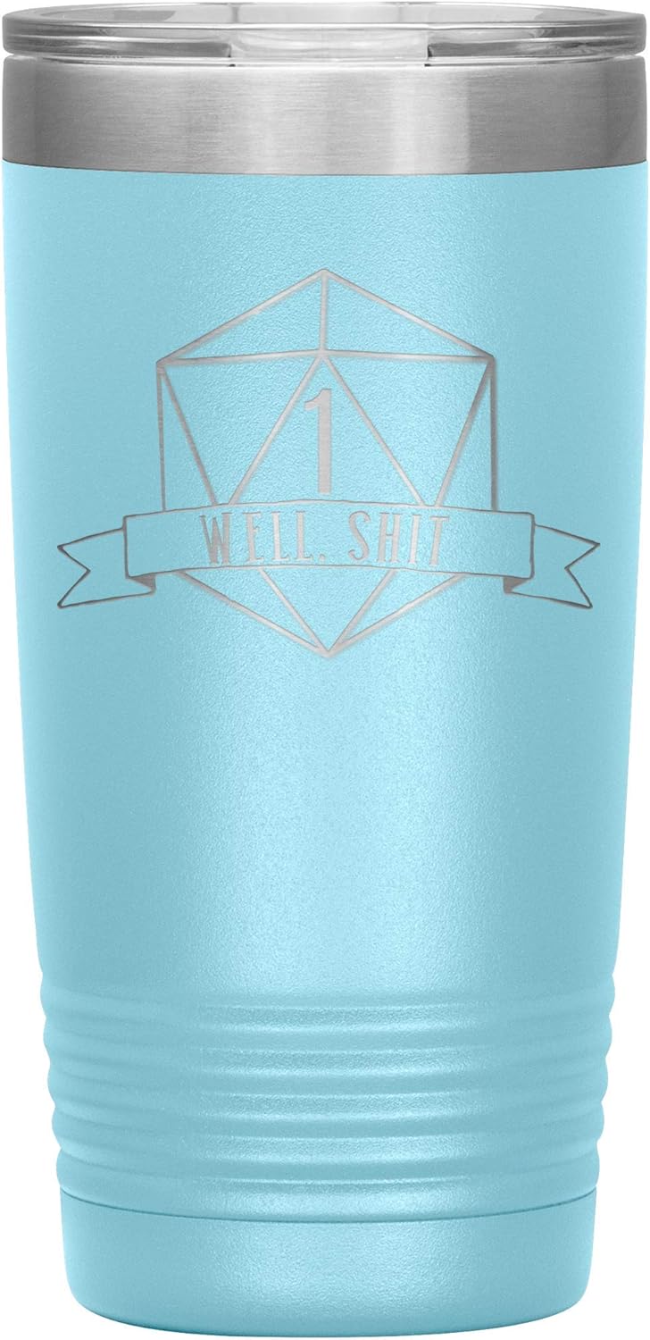 Dungeons and Dragons Tumbler Well Shit DnD Engraved Travel Mug Dungeon Master Fan Funny Hot and Cold Cup - Black
