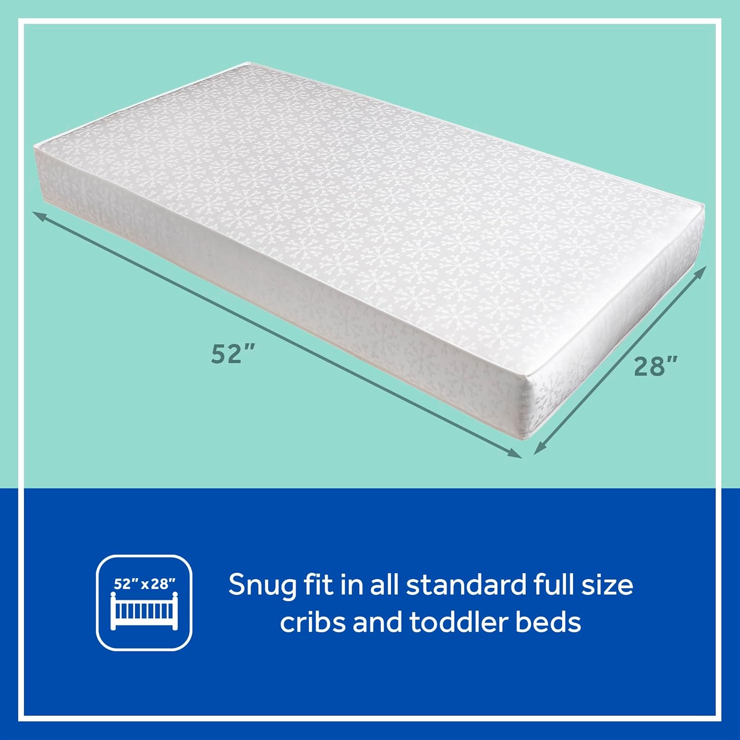 Sealy Baby Cool Comfort Breathable Waterproof 2 Stage Crib Mattress plus Toddler Bed Fit, Cooling Foam, Airy Cotton Cover, GREENGUARD Gold Certified, Safety & Quality Tested, Made in USA, 52"X28"