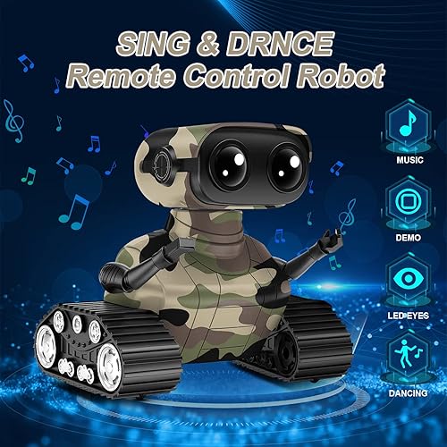 Miniatura 4 de AOVIKOOD Robot juguete, robot de control remoto con música y ojos LED, canto, baila, robot de control remoto recargable, adecuado para niños y niñas