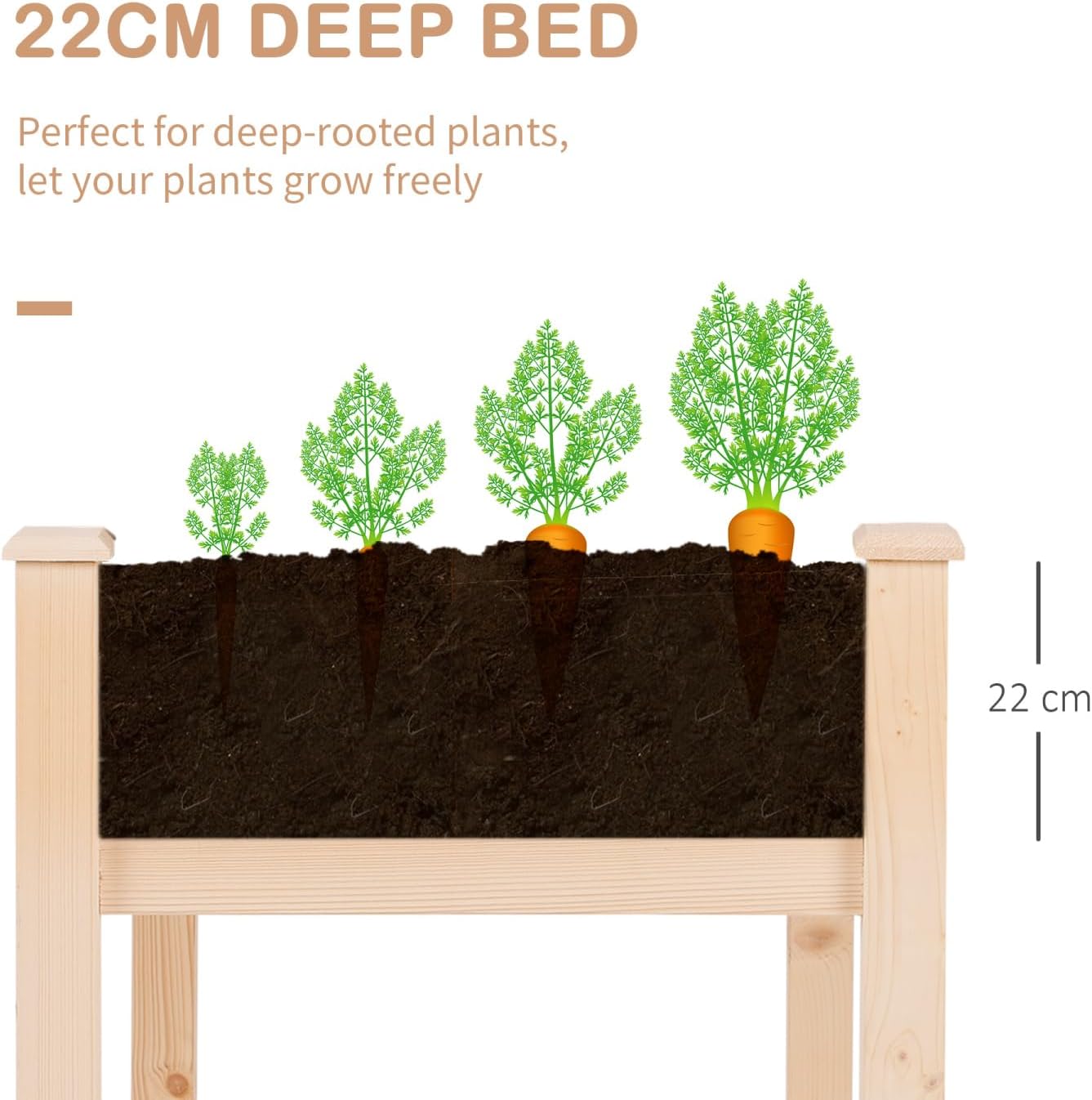 Raised Garden Bed with Legs - Elevated Wooden Planter Box, 48" x 22" x 30", Self-Draining for Vegetables, Herbs & Flowers - Backyard, Patio & Balcony Gardening