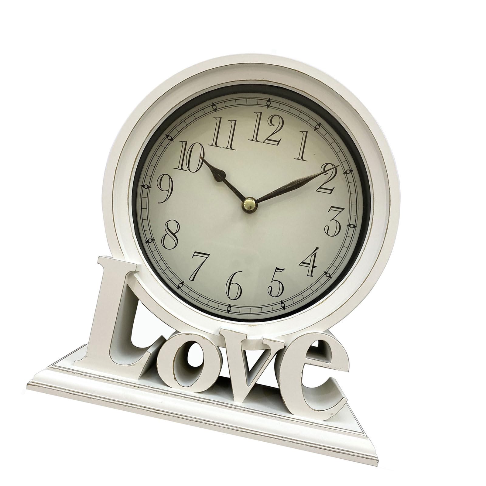 Modern Quiet Mantels Clock Retro Love Letter Desk Clock Not Ticking Battery Operated Clock for Professional and Students