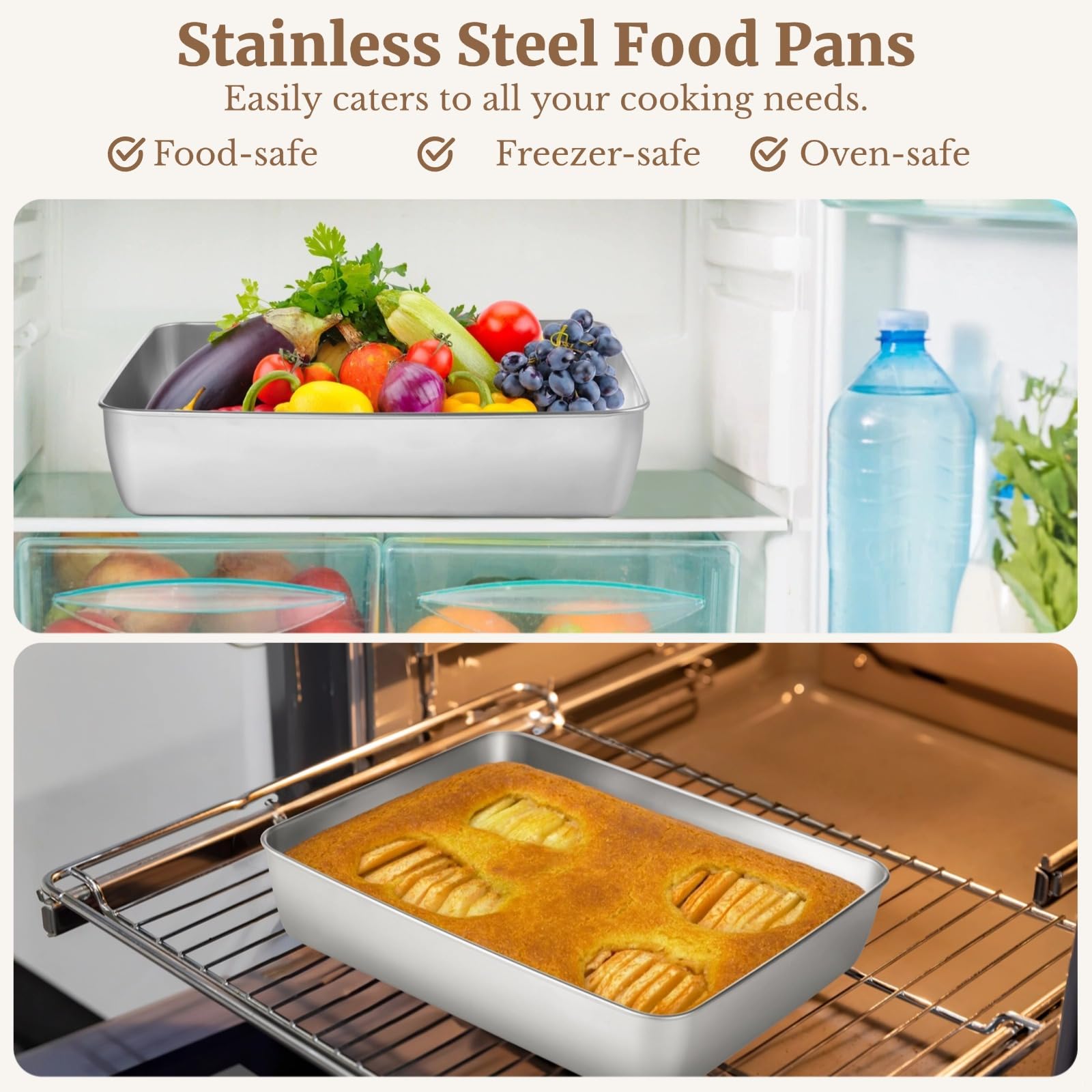 Tres bandejas rectangulares para hornear pasteles, moldes rectangulares para hornear, moldes antiadherentes para pan, moldes rectangulares con tapas, moldes para tartas de acero inoxidable, tres