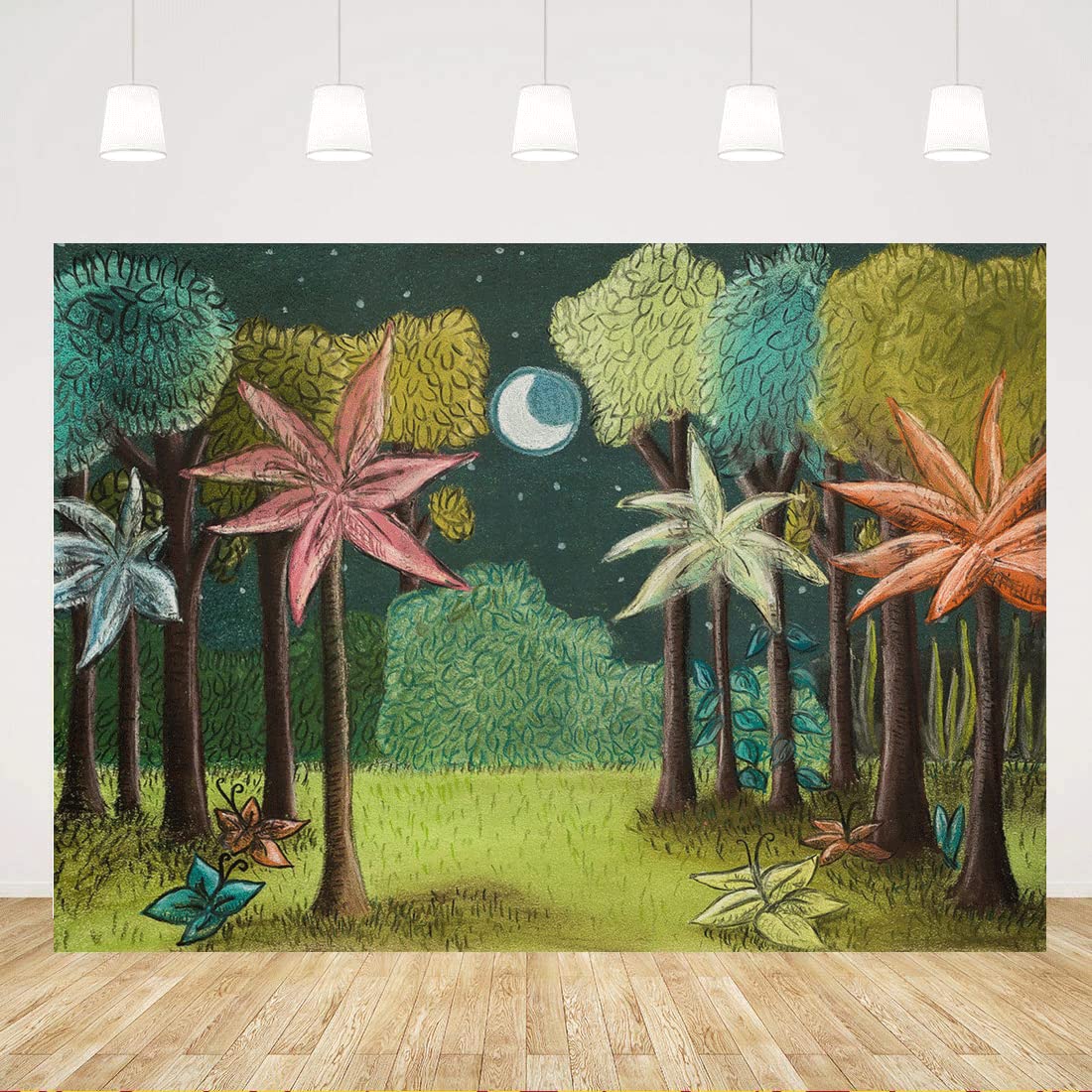 5x3ft Painted Wild One Birthday Backdrops for Photography Picture Boys Beast of The Wild Jungle Forest Animal 1st Theme Baby Shower Party Decoration
