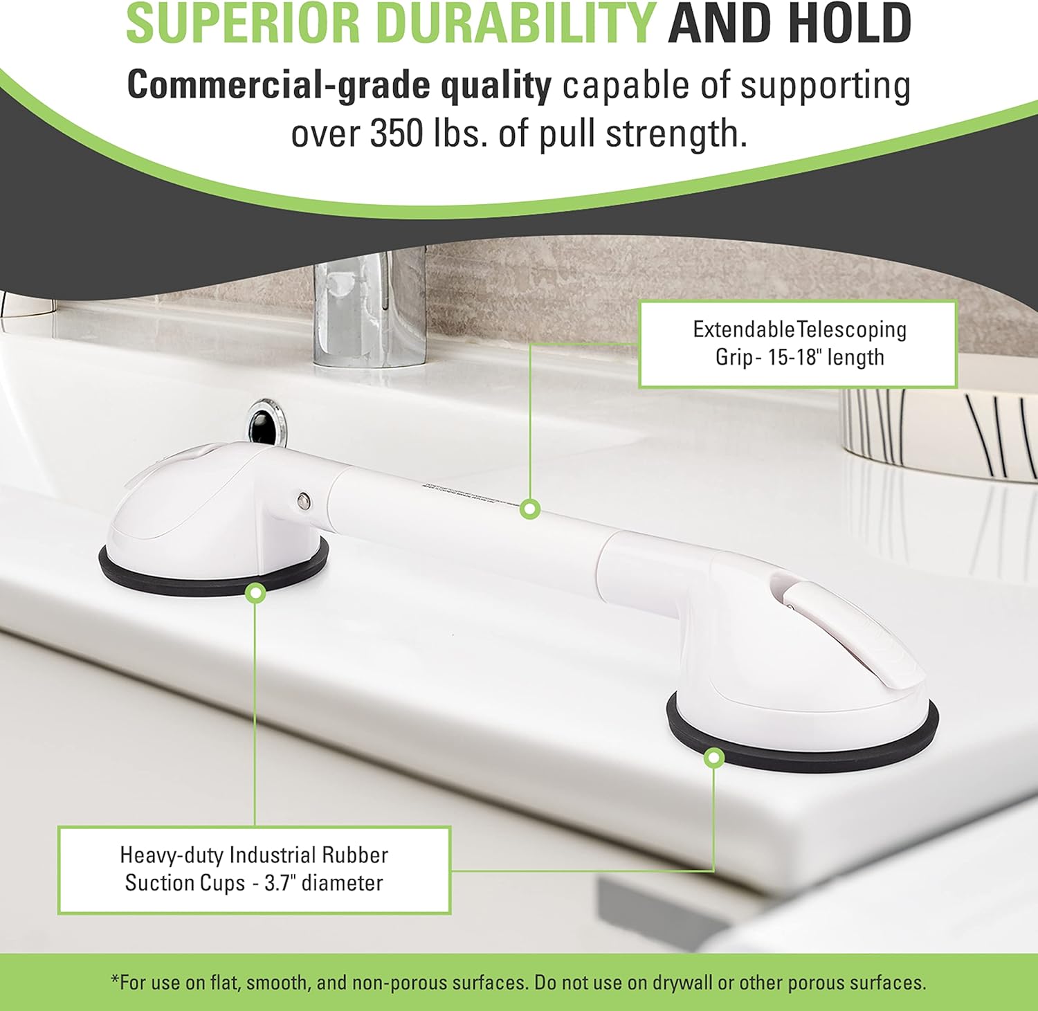 Black Friday - 80% OFF Bridge Medical Tile Grip Portable Suction Telescoping Grab Bar