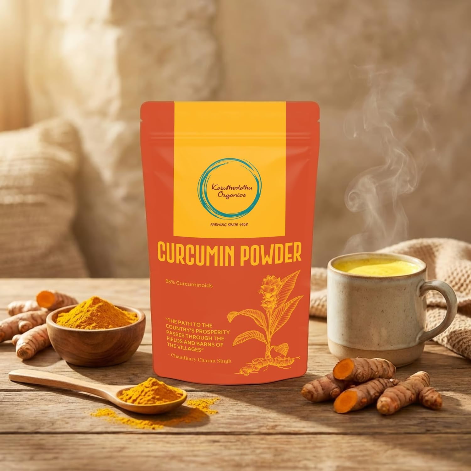 Karuthedathu Organics | Curcumin Powder (50 Grams) | 95% Curcuminoids | Haldi Dhoodh | Golden Milk | Vegan & Non-GMO |-picture-24