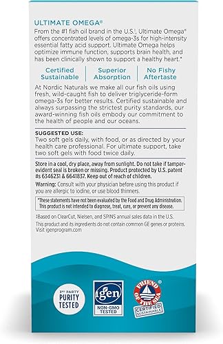 Miniatura 3 de Nordic Naturals Ultimate Omega sabor a limón 120 geles suaves 1280 mg de Omega-3 suplemento de aceite de pescado Omega-3 de alta potencia con EPA y